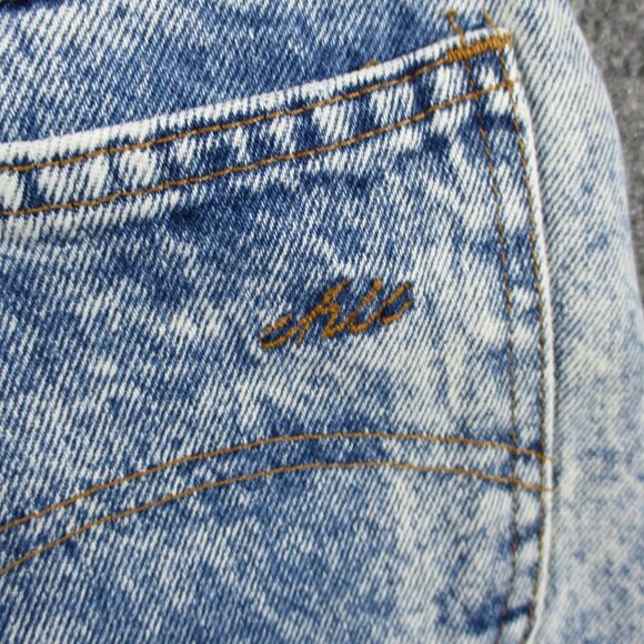 VINTAGE Chic Skirt Womens 7 Blue Acid Wash Denim Jean Short 80s 90s Made In USA - Picture 6 of 14